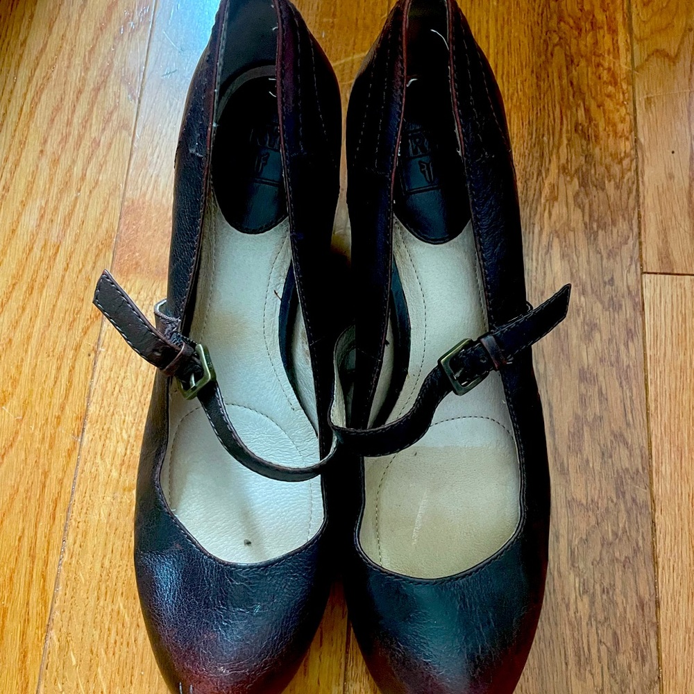 Frye high-heeled Mary Janes